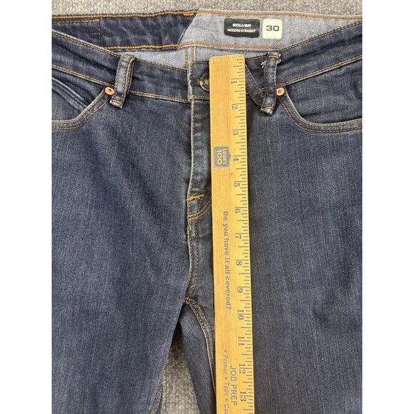 Volcom Solver Jeans Mens 30 Blue Modern Straight Denim 5 Pocket Zip Fly Stretch - Picture 4 of 8